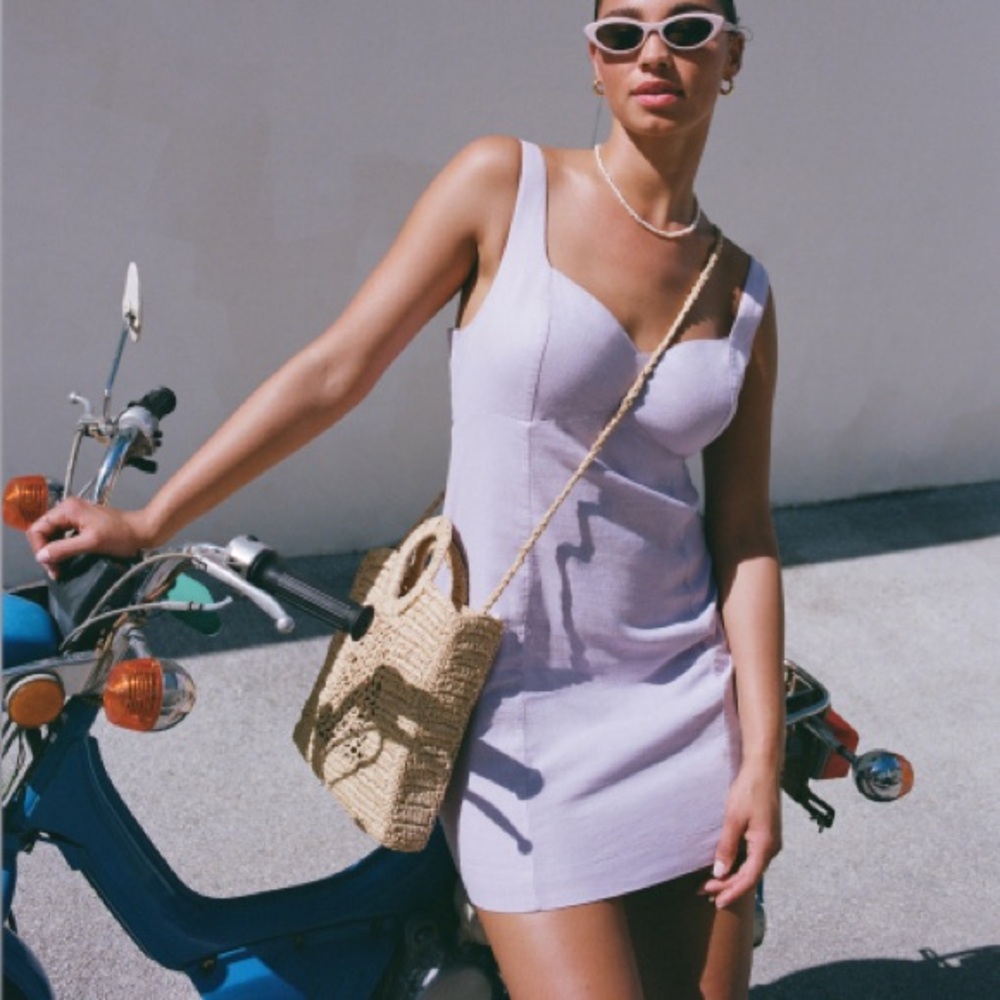 Abercrombie and fitch lavender linen blend mini dress
